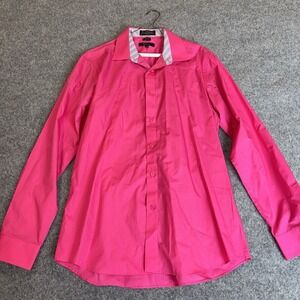 Marquis Signature Mens Pink Dress Shirt L 16-16.5 Slim Fit Long Sleeve Button Up